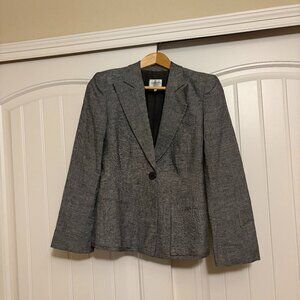 Armani Collezioni Blazer Gray Shoulder Pads Viscose Blend Lined One Button Italy